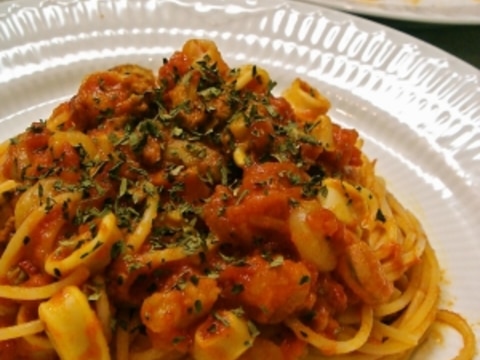 冷凍シーフードミックスで簡単トマトスパゲッティ♪